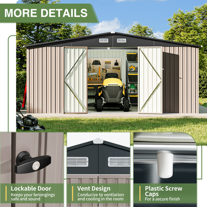 JolyDale 14 Ft. W X 12 Ft. D Outdoor Metal Storage Shed & Reviews